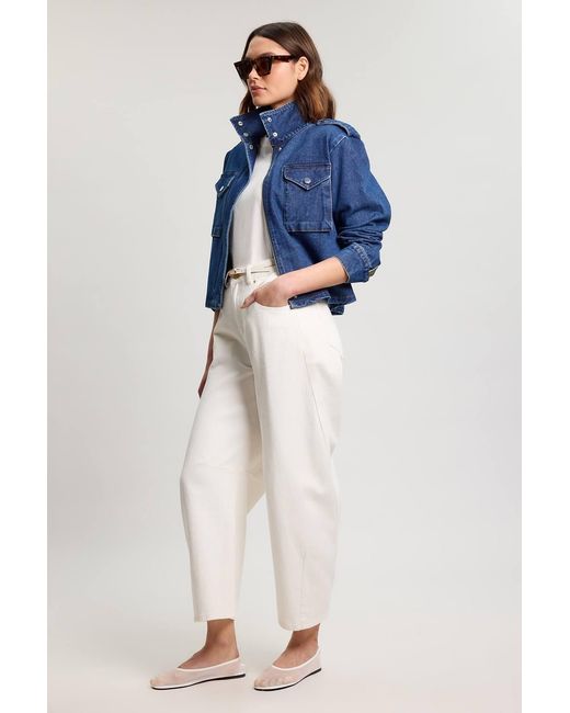 Karen Millen Blue Denim Cropped Side Panel Jacket
