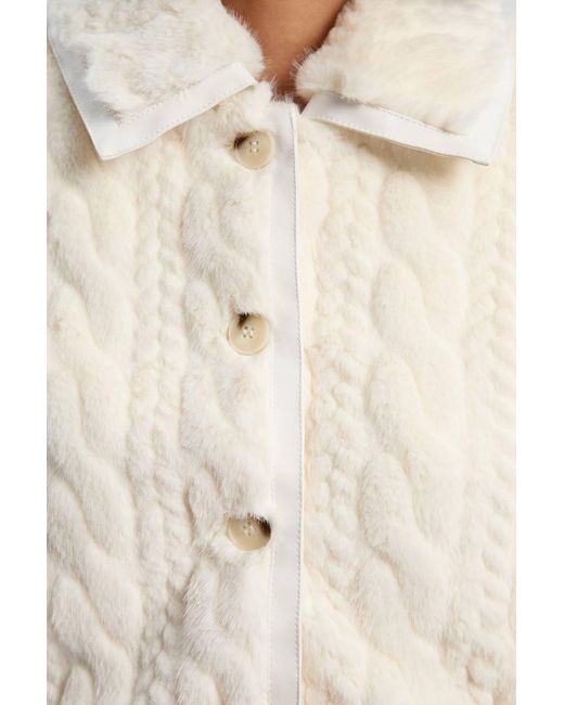 Karen Millen Natural Textured Faux Fur Tailored Coat