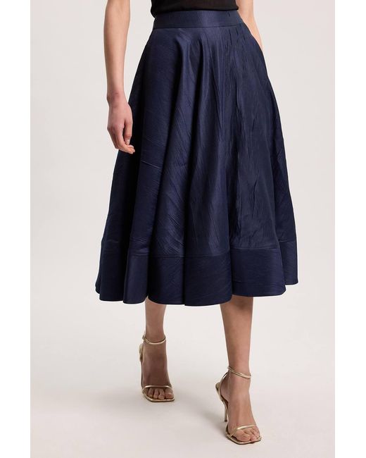 Karen Millen Blue Textured Tailored Twill Full Skirt