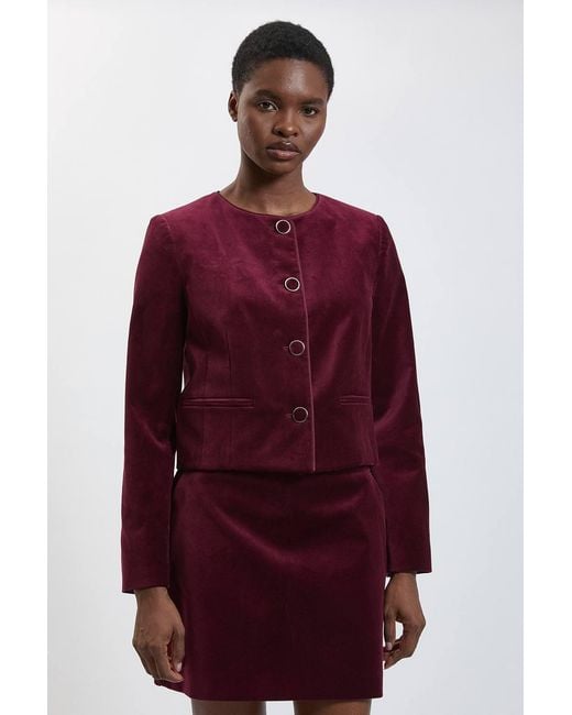 Karen Millen Tailored Velvet Collarless Jacket