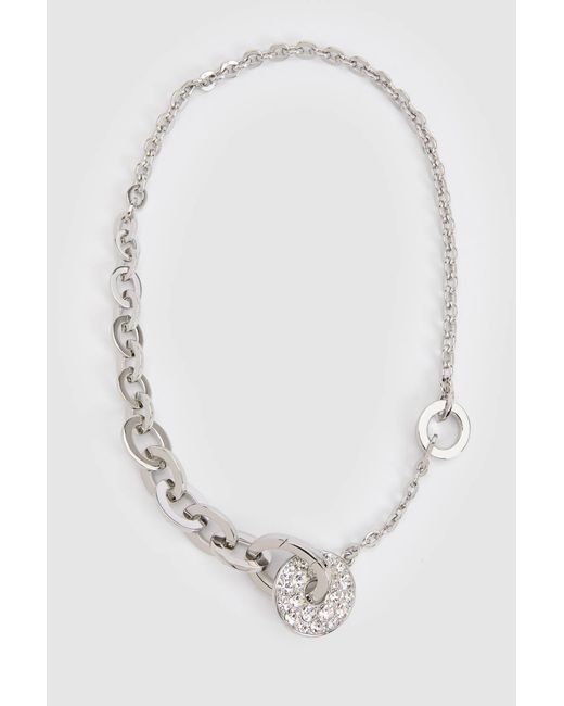 Karen Millen Black Crystal Ring Chain Necklace