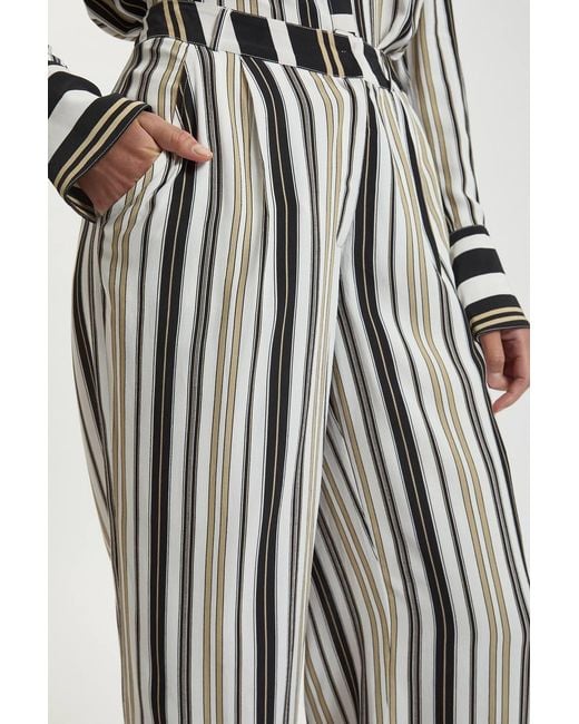 Karen Millen White Petite Contrast Stripe Viscose Co Ord Trouser