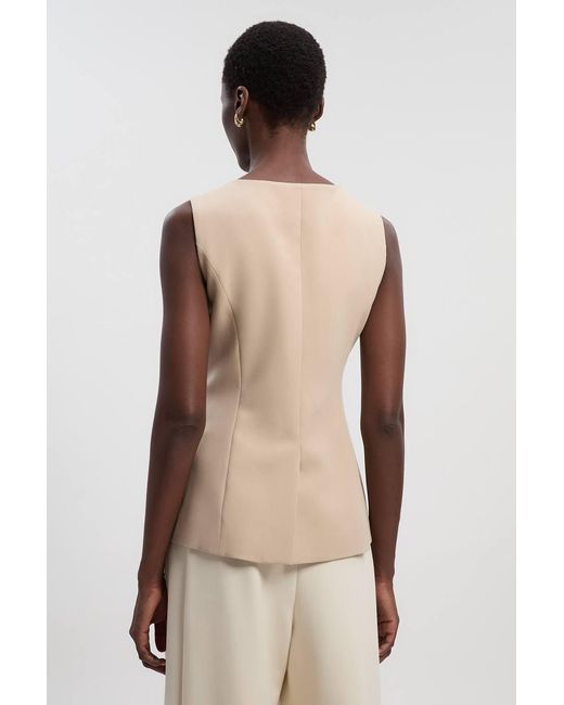 Karen Millen Natural Compact Essential Button Detail Waistcoat