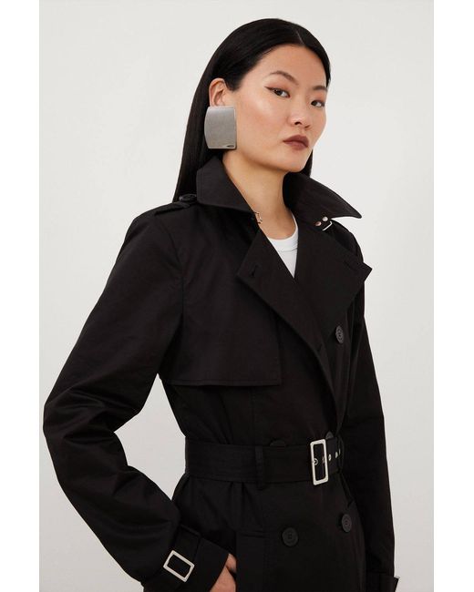 Karen Millen Black Forever Tailored Classic Belted Trench Coat