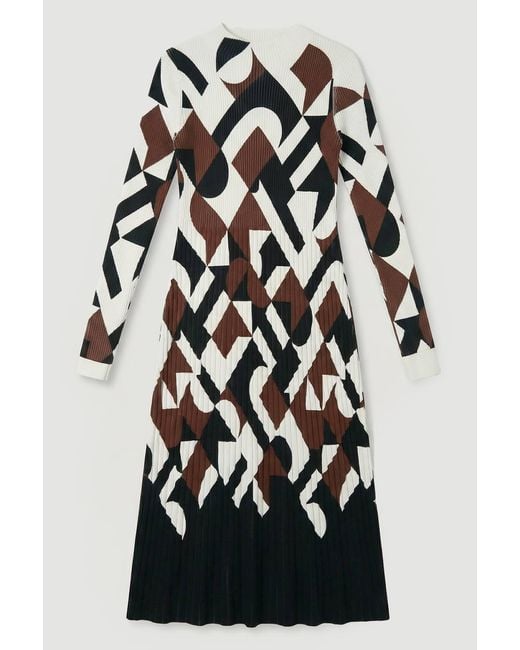 Karen Millen Black Geo Jacquard Knit Maxi Dress