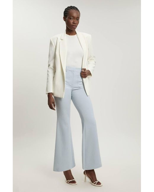 Karen Millen Blue Petite Compact Stretch Pocket Straight Leg Trousers