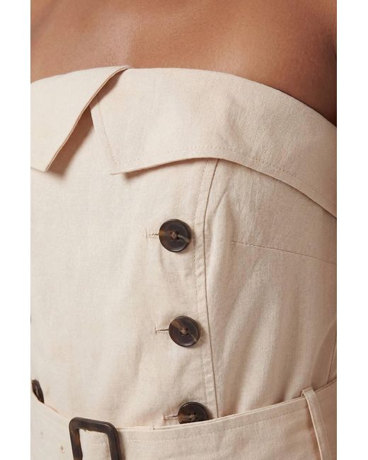 Karen Millen Natural Petite Tailored Cotton Trench Bandeau Jumpsuit