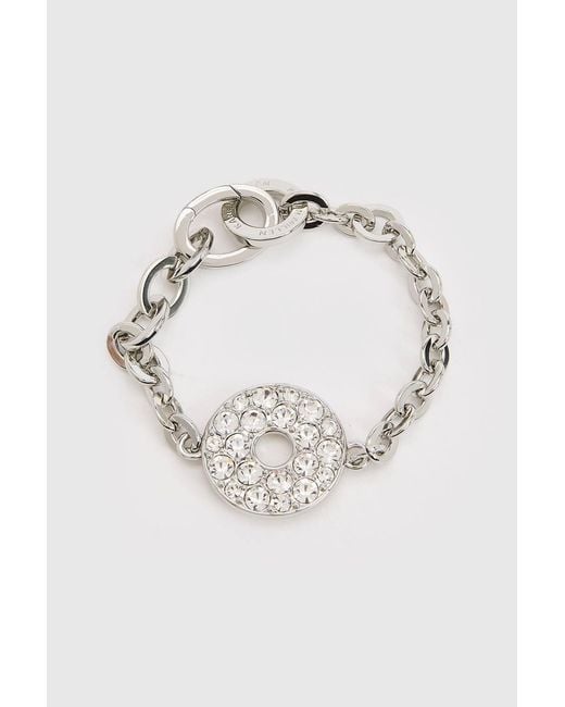 Karen Millen Black Crystal Ring Chain Bracelet