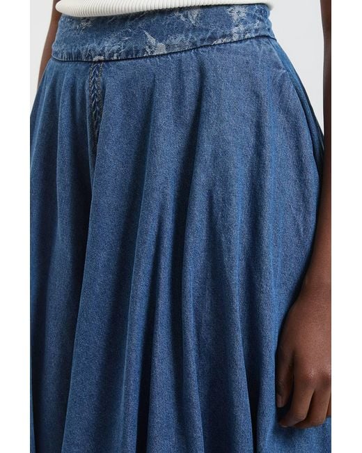 Karen Millen Blue Jacquard Denim Full Skirt