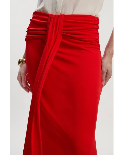 Karen Millen Red Premium Stretch Crepe Jersey Maxi Skirt