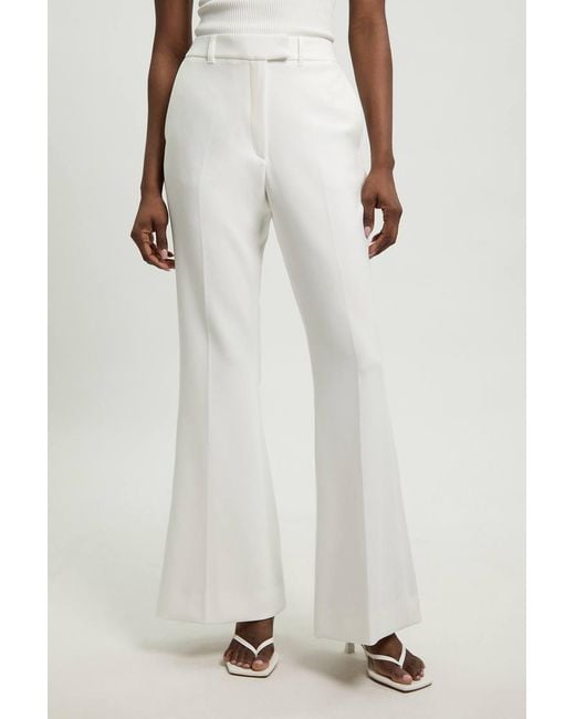Karen Millen White Compact Stretch Tailored Straight Leg Trouser