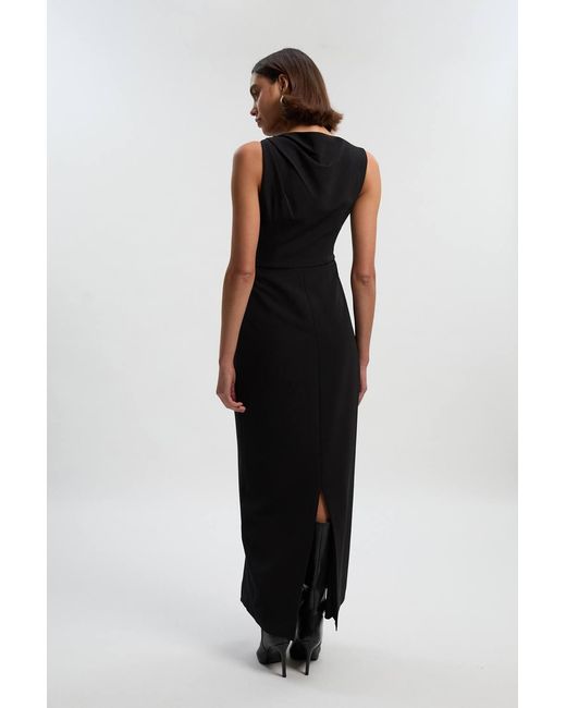 Karen Millen Black Tailored Drape Maxi Dress