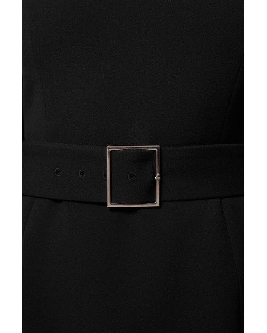 Karen Millen Black Tailored Structured Crepe Roll Neck Pencil Midi Dress