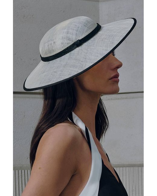 Karen Millen Gray Grosgrain Trim Large Disc Fascinator