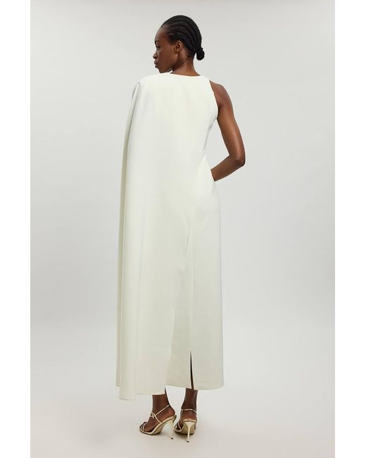 Karen Millen Natural Compact Viscose Asymmetric Detail Maxi Dress