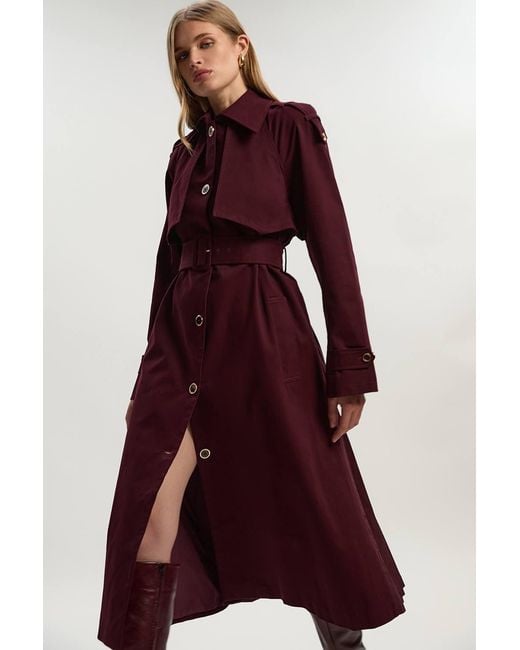 Karen Millen Red Pleated Back Trench Coat