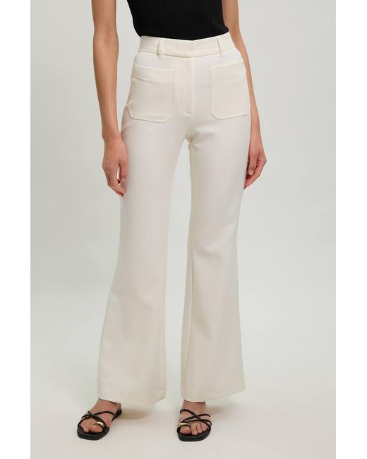 Karen Millen White Petite Compact Stretch Pocket Straight Leg Trousers