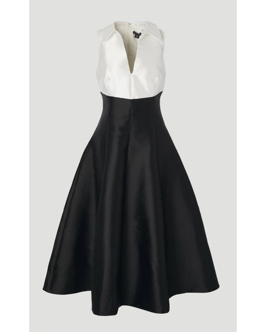 Karen Millen Black Twill Contrast Tux Tailored Dress