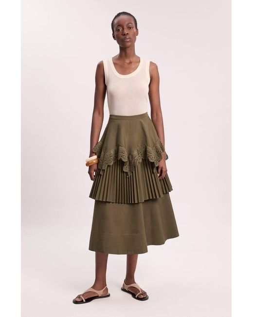Karen Millen Green Ruffled Maxi Skirt