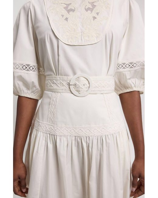 Karen Millen Natural Poplin Belted Midi Dress