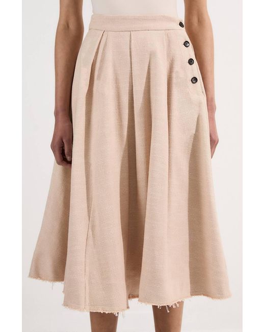 Karen Millen Natural Spring Tweed Tailored Pleated Full Skirt
