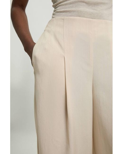 Karen Millen Natural Viscose Blend Wide Leg Tailored Trouser