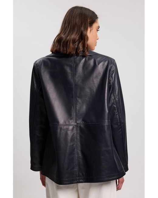 Karen Millen Gray Leather Oversized Jacket