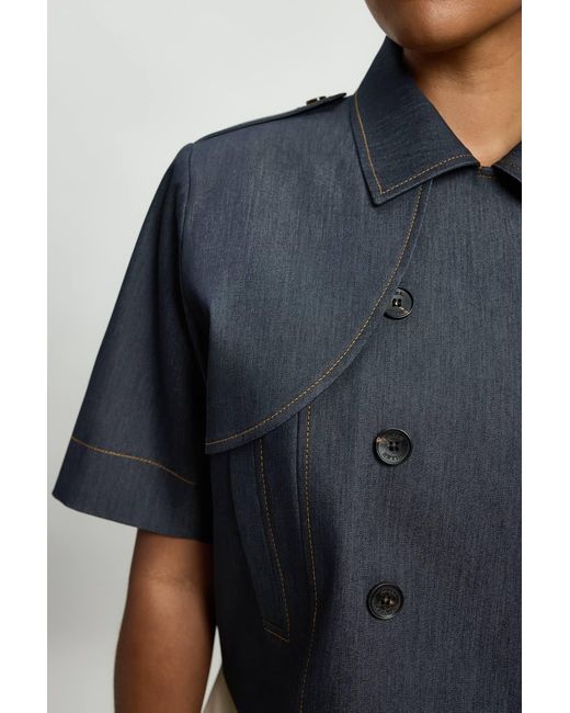 Karen Millen Blue Plus Size Tailored Denim Trench Jacket