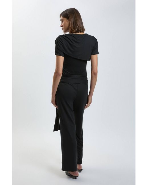 Karen Millen Black Viscose Jersey Tie Waist Trouser