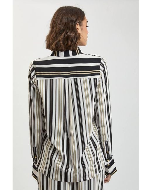 Karen Millen Multicolor Petite Contrast Stripe Viscose Co Ord Shirt