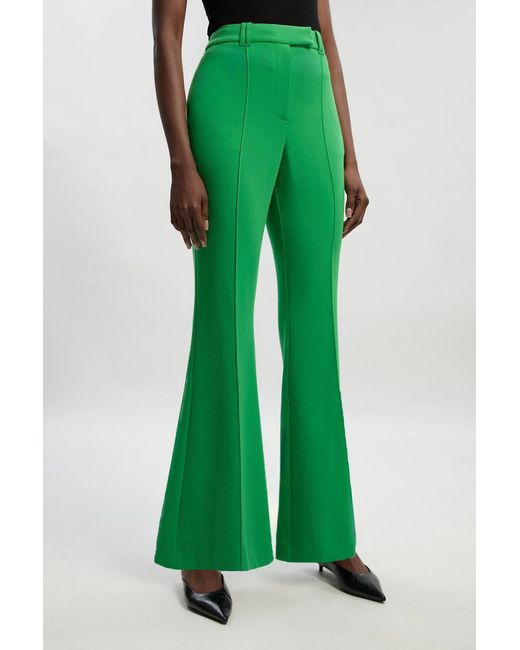 Karen Millen Green Compact Stretch Bootcut Tailored Trouser