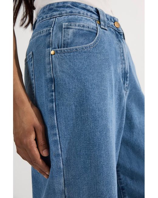 Karen Millen Blue Denim Soft Wash Relaxed Straight Leg Jeans