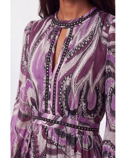 Karen Millen Purple Petite Floral Studded Maxi Dress