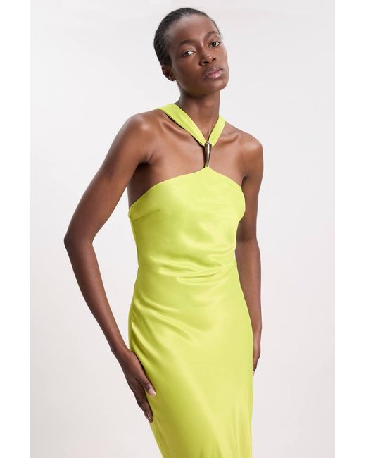 Karen Millen Multicolor Satin Viscose Halter Neck Maxi Dress
