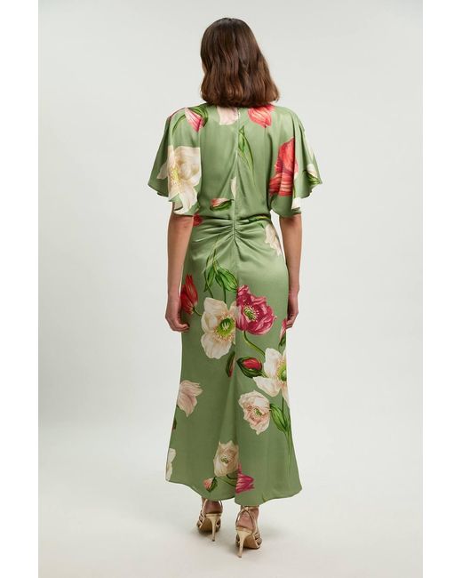 Karen Millen Multicolor Floral Print Viscose Satin Crepe Woven Maxi Dress