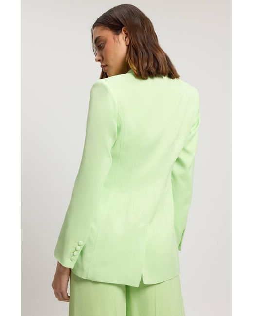Karen Millen Green Structured Satin Viscose Tailored Blazer