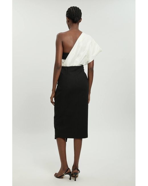 Karen Millen Multicolor Taffeta Mix Asymmetric Midi Dress