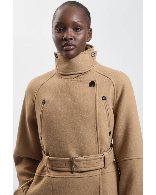 Karen Millen Natural Wool Tailored Trench Coat