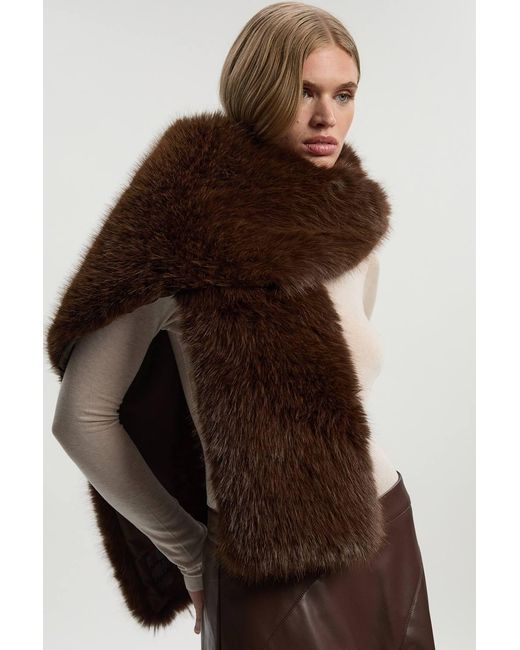 Karen Millen Brown Faux Fur Scarf