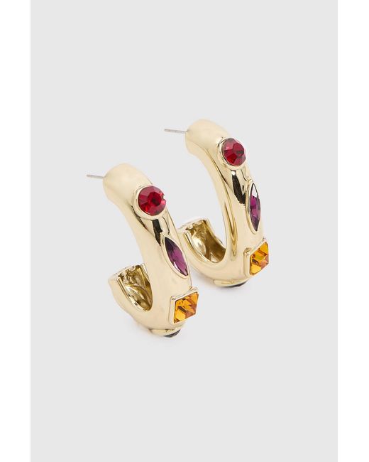 Karen Millen Metallic Crystal Hoop Statement Earrings