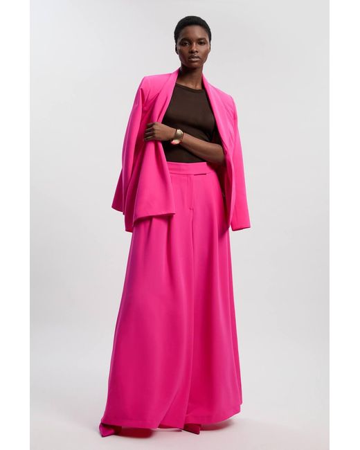 Karen Millen Pink Soft Tailored Wide Leg Trouser