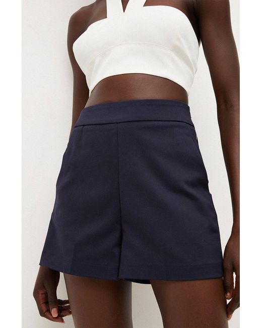 Karen Millen Blue Essential Techno Woven Shorts