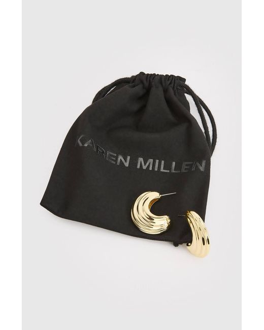 Karen Millen Black Tapered Hoop Earrings