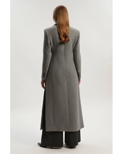 Karen Millen Gray Wool Double Breasted Tailored Maxi Coat