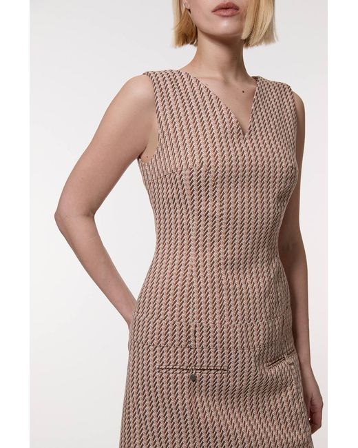 Karen Millen Natural Jacquard Tailored Sleeveless Mini Dress