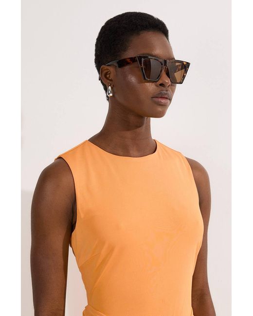Karen Millen Orange Premium Stretch Crepe Jersey Maxi Dress