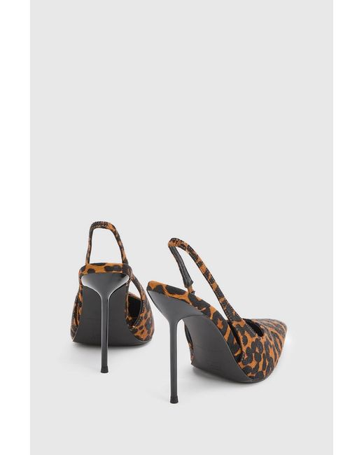 Karen Millen White Leather Print Slingback Heeled Shoe