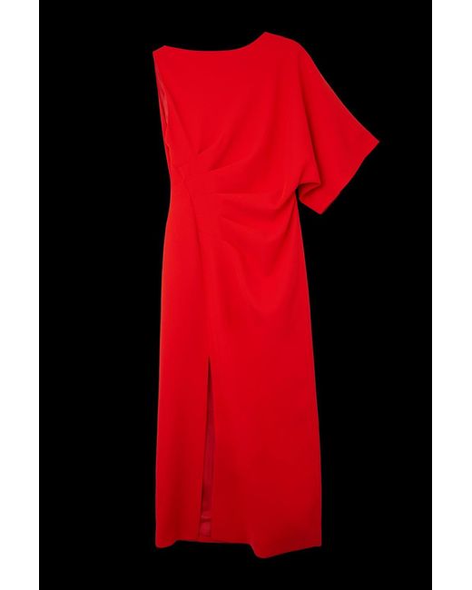 Karen Millen Orange Fluid Tailored Asymmetric Sleeve Maxi Dress
