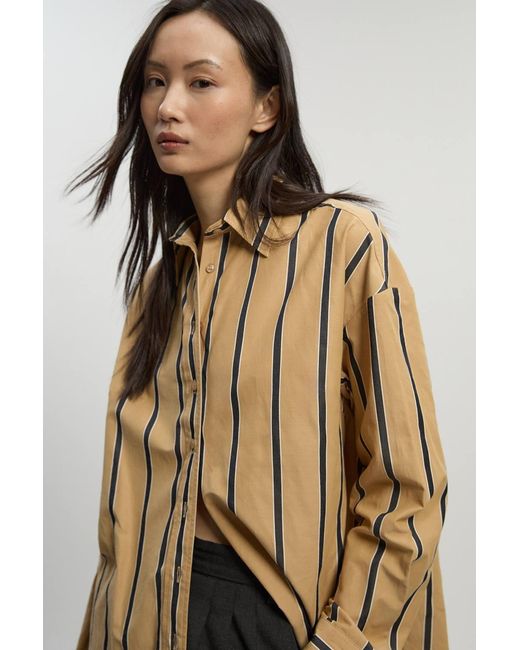 Karen Millen Black Petite Stripe Cotton Oversize Tailored Essential Shirt