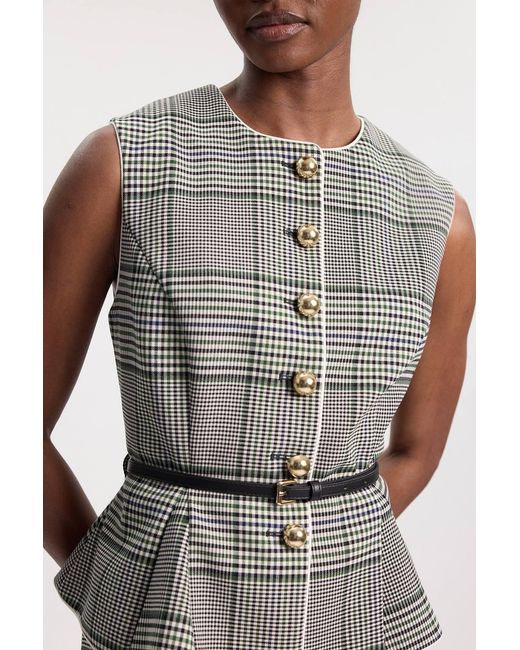 Karen Millen Multicolor Tailored Check Belted Peplum Jacket